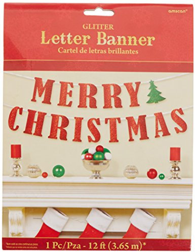 Amscan 210279 - Partykette Merry Christmas, Papier, Größe 365,7 x 12,7 cm, Girlande, Hängedekoration, Weihnachten
