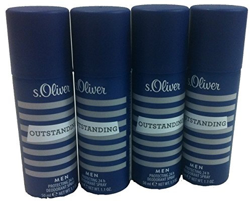 4 x 50 ml S. Oliver Outstanding Men Deo-Spray Reisegrösse