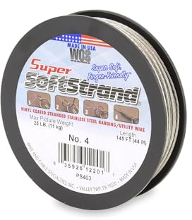 Super Softstrand, Vinyl-Coated Stranded Stainless Steel Picture Wrapping Wire, Size #4, 25 lb / 11 kg, 145 ft / 44 m