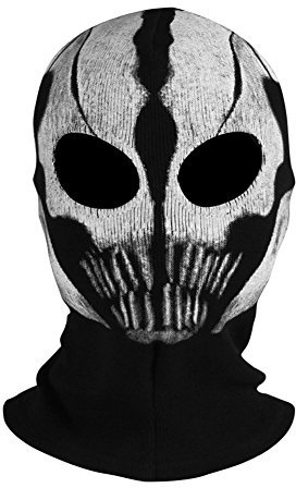 INN Stoff Geistermaske Sturmhaube Totenkopf Kapuze weiß