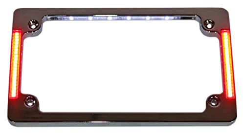 Custom Dynamics TF07-C License Plate Frame (Chrome Tri-Horizontal with Flush-Mount LEDs and LED Plate Illumination)