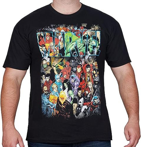 Marvel Herren Team Ups Group Shot T-Shirt, Schwarz, XL