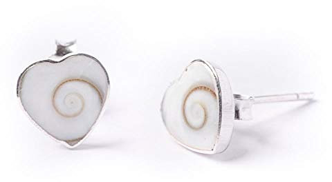 81stgeneration Sterling Silber Herz Shiva Auge weiße Muschel Abalone Ohr Paar Ohrringe von Hand poliert