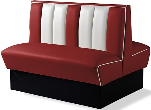 Bel Air Eckbank Dinerbank Sitzbank Bank Einrichtung Gastronomie Dinermöbel Lounge Retro Design (Ruby/White)
