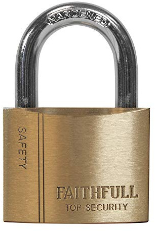 Faithfull BC0450 5 Pin Tumbler Steel Shackle/Brass Bodied Padlock -50mm + 3 Keys