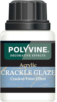 Polyvine Acrylic Crackle Glaze for Use with Emulsion or Latex Paint - Decorative Effects Crackle Finish Paint Medium - Cracked Effect Design for Furniture, Wood, Architrave, Pottery, Plaster, MDF