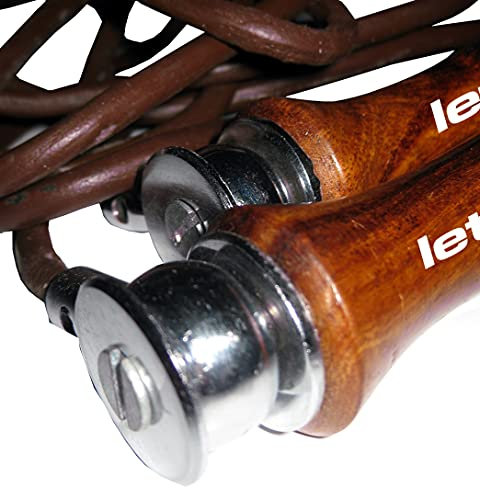 BAY® LETS JUMP 0,8 cm DICK - PROFI LEDER-Springseil inkl. 2x Zusatzgewichte für den Griff, längenverstellbar, mit Gewichte, High Speed, mit Drehwirbel Kugellager, Lederseele Sprungseil Springseile Hüpfseil Boxen Fitness Kampfsport Kickboxen Muay Thai Thaiboxen Kinder Damen Herren Erwachsene 300