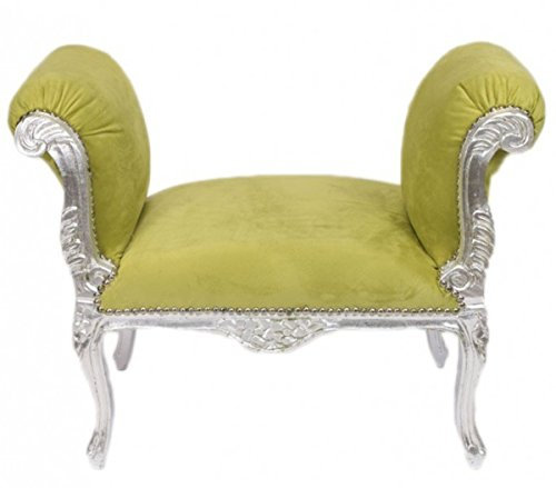 Casa Padrino Barock Schemel Hocker Jadegrün/Silber - Sitzbank