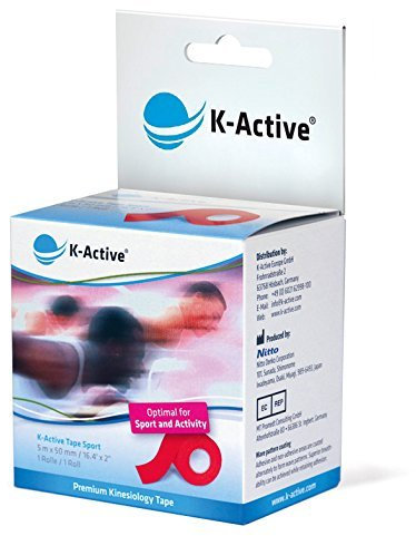 K-Active Tape Sport I Elastisches Kinesiologie Tape für hohe Belastungen I reduzierte Dehnfähigkeit I beste Unterstützung und Stabilität für Muskeln und Gelenke (Rot)