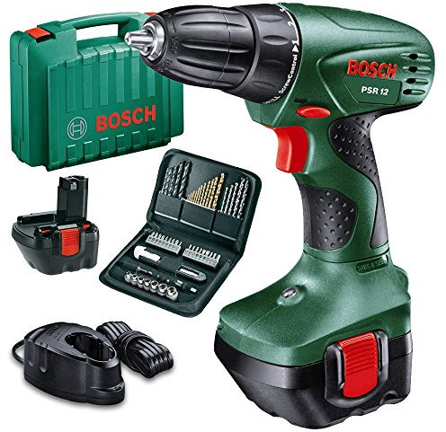BOSCH trapano avvitatore a batteria 12v con 2 batterie e 46 accessori PSR 12
