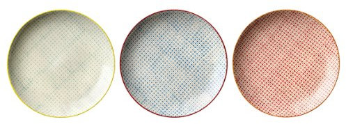 Bloomingville Teller Carla, rot blau grün, Keramik, 3er Set, 25 cm
