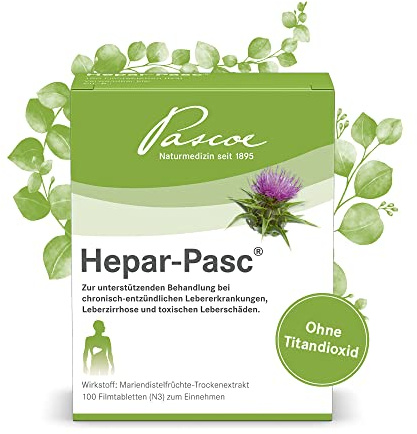 Pascoe Hepar-Pasc Mariendistel-Tabletten für die Leber, 100 Stück | Pflanzliches Arzneimittel bei chronisch-entzündlichen Lebererkrankungen, Leberzirrhose und toxischen Leberschäden von Pascoe