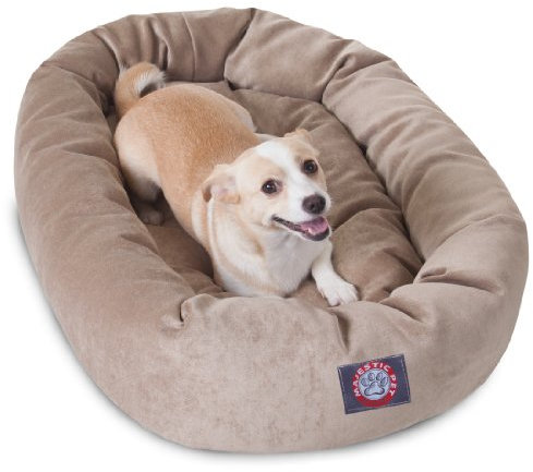 Majestic Pet Micro Velvet Dog Bed, 32 Inch Medium, Round, Washable, Pearl
