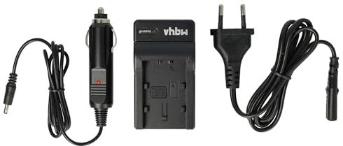 vhbw caricatore compatibile con Samsung HMX-H300BP, HMX-H300BN, HMX-H300 camera camcorder - Stazione di carica + cavo auto, spia di carica
