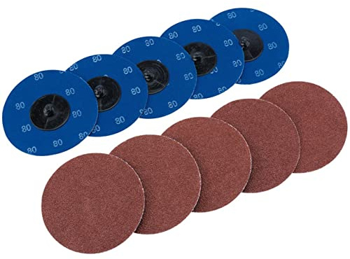 Draper SD3AB 80 Grit Aluminium Oxide Sanding Discs, Blue, 75 mm, Set of 10 Piece
