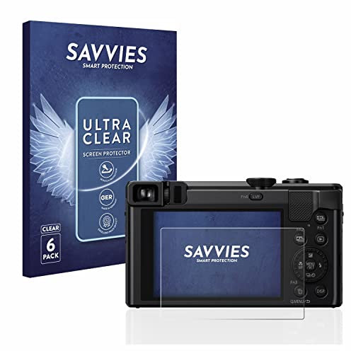 savvies Protector Pantalla para Panasonic Lumix DMC-TZ80 (6 Unidades) Película Ultra Transparente