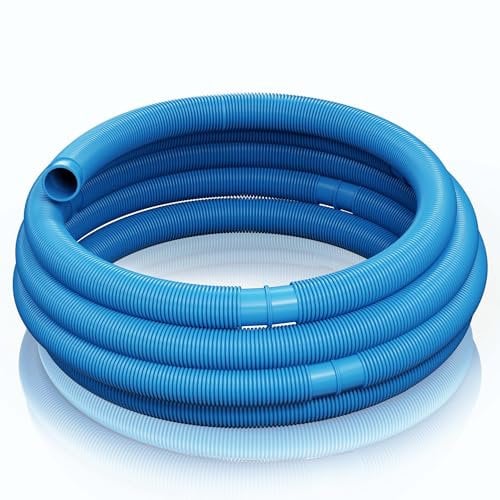 Wiltec Tuyau piscine bleu – 21 m de long, Ø 38 mm – Tuyau solaire flottant à sections préformées – 190 g/m – made in Europe – Boyau d’aspiration solaire