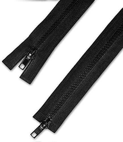 Telliswelt 2 Wege Teilbarer Reißverschluss - schwarz - mit beidseitiger Öffnung - breite Kunststoffzähne - praktisch - 3,3 cm breit - 55 cm lang