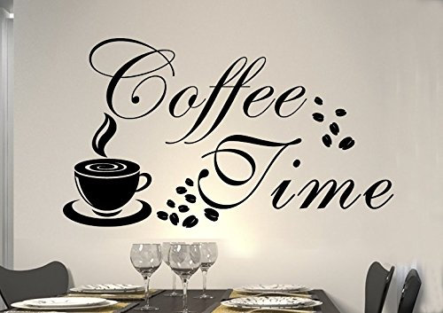 Wandtattoo wandaufkleber Aufkleber Wandsticker wall sticker Wohnzimmer Schlafzimmer Kinderzimmer KÜCHE 30 Farben zur Wahl Wandtext Wandwort Wandspruch spruch Zitat Küche Schriftzug CAFE COFFEE KAFFEE KÜCHE Herz wkf15(090 silber, Größe1:ca.50x30cm )
