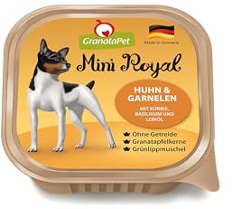 GranataPet Mini Royal Huhn & Garnelen, Nassfutter für Hunde, Hundefutter ohne Getreide & ohne Zuckerzusatz, Alleinfuttermittel für ausgewachsene Hunde, 11 x 150 g