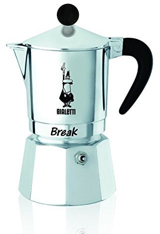 Bialetti Break - Cafetera Espresso de Aluminio para 6 Tazas - Dimensiones 16 x 11 x 23 cm