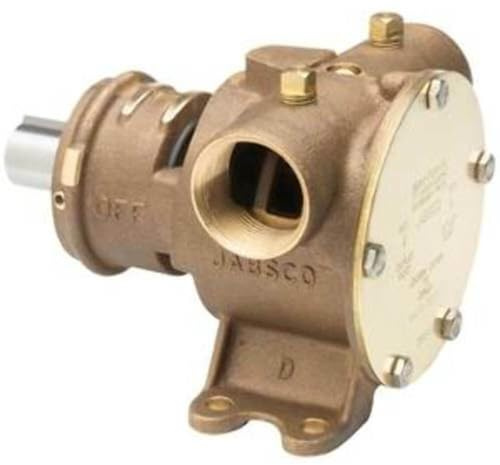 Jabsco 6400-1051 Marine Pulley Driven Flexible Impeller Pedestal Mount Pump | 62-GPM, Neoprene Impeller, Mechanical Seal, 1.25 NPT Horizontal Port, Short Shaft for Caterpillar Engines,Bronze