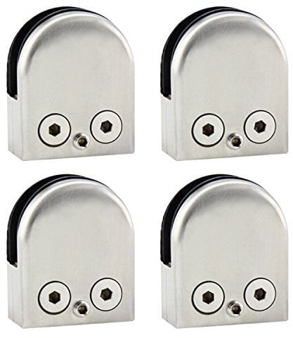 Discoball Glass Clamps 4 PCS 8-10mm Stainless Steel 304 Glass Clips Adjustable Glass Bracket Flat Back for Balustrade Staircase Handrail