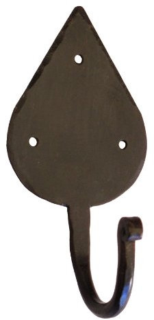 Castelion® Black Wrought Iron Coat Hook with Curl : Hand-Forged Gothic Style Hook with Beeswax Finish