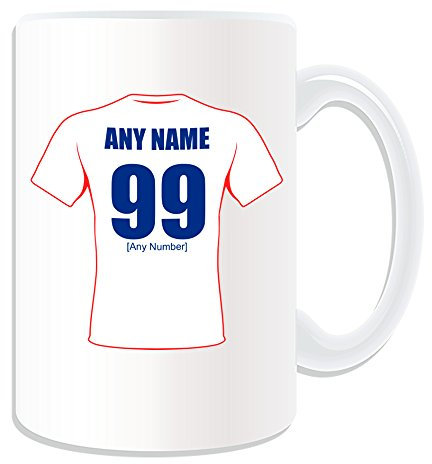 Personalised Gift - Large England Mug (Rugby League Team Design Theme, White) - Any Name/Message on Your Unique Mug - Three Lions