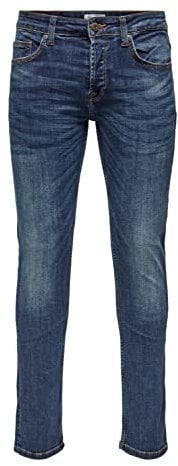 Only & Sons Jean Slim ONSWEFT Taille Moyenne Regular Fit Jeans Medium Blue Denim 30 32 Medium Blue Denim (US) 30 / L32