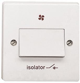 Crabtree - 1 Gang 6A 3 Pole Fan Isolator Switch with Fan Symbol, White