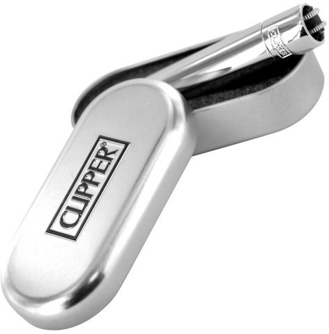 Clipper Blue Mountain BrCh-Flint - Mechero de gas recargable (cromo, acabado brillante), color plateado