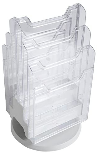 Exacompta 60558D Tisch-Prospekthalter drehbar DIN A4 mit 6 Fächern aus starkem transparentem Acryl ideal zur Präsentation von Katalogen Flyern Zeitschriften