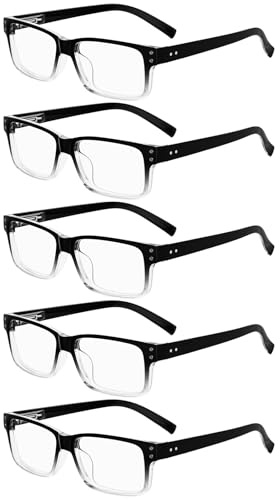 Eyekepper 1.25 Reading Glasses Men, Readers Women, 5pack Black/Transparent | Mens Womens Reader Eyeglasses 1.25+, Retro Cheaters, All-Day Comfort Spring Hinges, Scratch Resistant for Work/Crafts