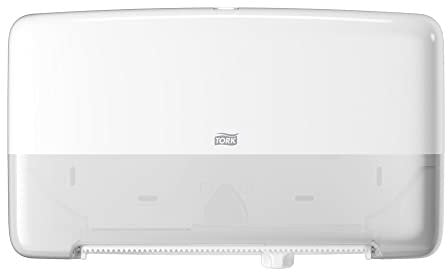Tork Distributeur murale double pour papier toilette rouleau Mini Jumbo blanc T2, fermé, gamme Élevation, 555500