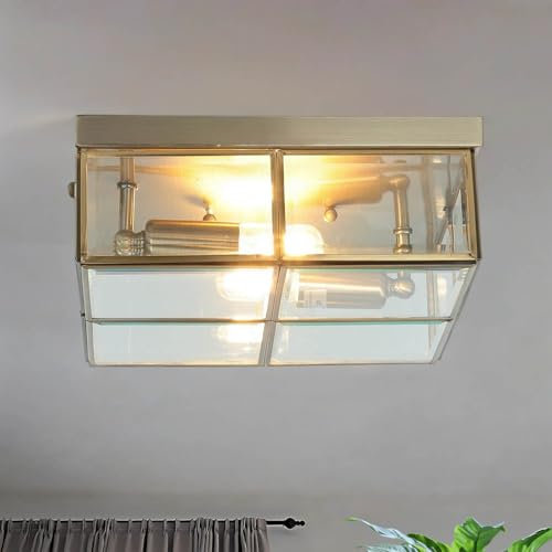 Licht-Erlebnisse Deckenleuchte in Bronze Bauhaus Design 2xE14 bis zu 40 Watt 230V aus Metall & Glas Schlafzimmer Küche Esszimmer Lampe Leuchten innen Beleuchtung