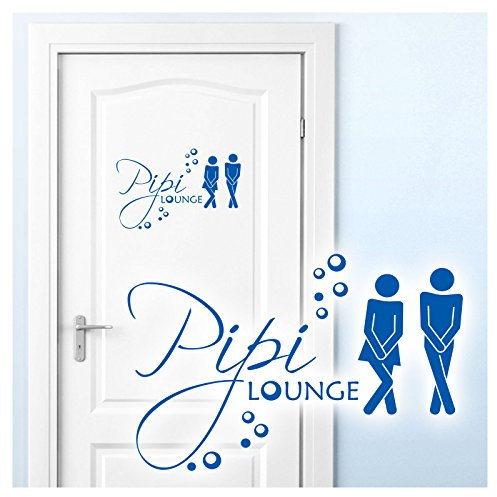 Grandora Wandtattoo Sprüche PIPI Lounge Mann Frau I azurblau 17 x 11 cm I WC Türaufkleber Piktogramm Bad Badezimmer Wandaufkleber Wandsticker W755
