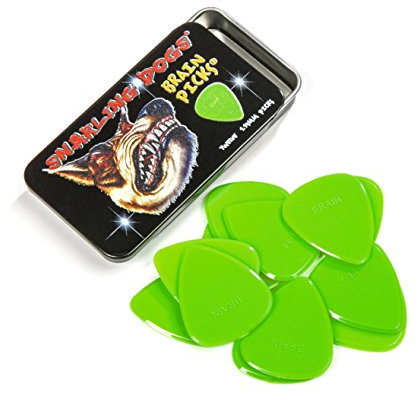 D'Andrea Snarling Dog Brain Nylon Guitar Picks 12 Pack with Tin Box (Green, 0.53mm)