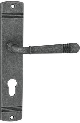 domino Türgriff 72 Drückergarnitur PZ - Profilzylinder Set | Türklinke für Zimmertür, Bürotür, Kellertür & Innentür | L-Form | Türdrücker-Set aus Znal | Nickel Antik | LOFT M95