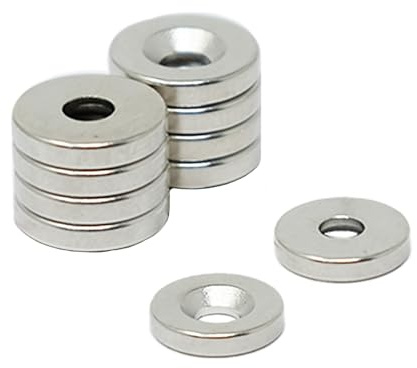 N42 Neodymium Countersunk Magnet for Arts, Crafts, Furniture Fixings, DIY, Hobbies and Science - 10mm dia x 2mm thick x 3mm c/sink - 1.2kg Pull - North - Pack of 100