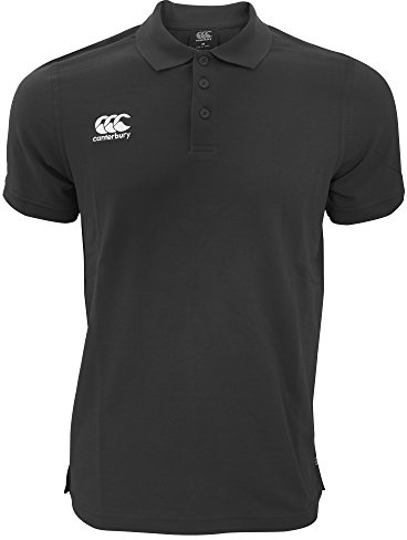 Canterbury Waimak Pique Polo Shirt Black, Medium, Taped Neck, Three-Button Placket