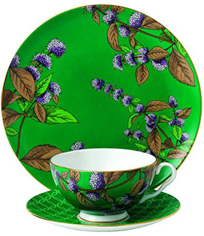Wedgwood 3-Piece Tea Garden Green Tea and Mint Tea Plate Set