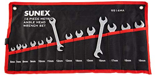 Sunex Tools 9914M Metric Angle Wrench Set, Fully Polished, 6mm - 19mm, 14-Piece