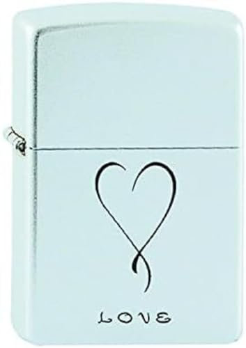 Zippo Feuerzeug 60001335 Benzinfeuerzeug, Messing, Satin Chrome - Love, 1 x 3,5 x 5,5 cm, 23