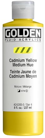 GOLDEN Fluid Acrylics, Cadmium Yellow Medium Hue, 8 fl. oz. Bottle