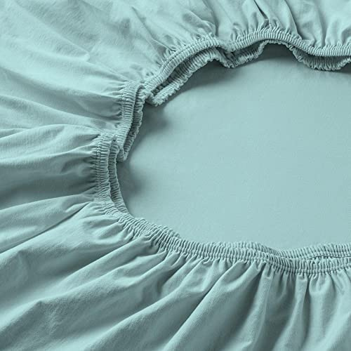 ESTELLA Spannbetttuch Feinjersey | Azur | 200x200 cm | bügelfreie & trocknerfeste Qualität | Rundumgummi | 100% Baumwolle