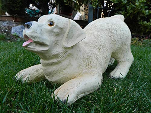 Dekorationsfigur Hund Labrador Retriever Welpe H 18 cm Dekofigur aus Kunstharz Gartendeko Garten Dekofigur Gartenskulptur