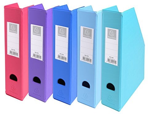 Exacompta 90170E Stehsammler DIN A4 7cm breit aus festem Karton mit PVC Bezug und aufgeklebtem Rückenschild und Griffloch perfekt zur Aufbewahrung von Zeitschriften Katalogen 1 Stück Zufallsfarbe