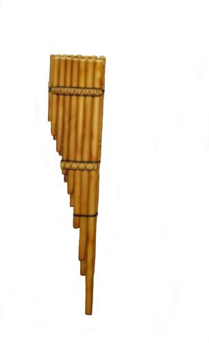 Alpacaandmore Professionelle peruanische Toyo Bass Flöte Panflöte 86 cm aus Bambus