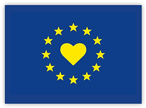 HouseholdBasics 10 x Aufkleber Europa/EU-Flagge/EU-Sticker mit Herz